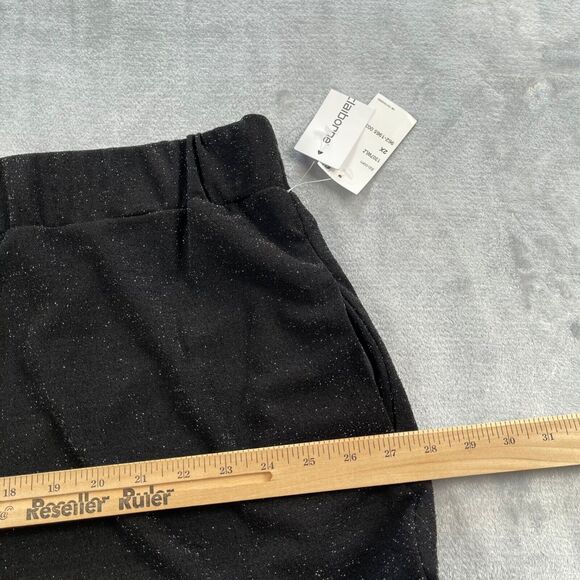 Liz Claiborne Pants Womens 2X Black Metallic Shimmer Cocktail Party Crepe - Picture 11 of 16